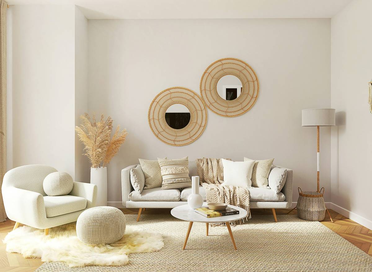 mirror home decor ideas featuring a modern smart mirror in a well-lit bedroom with soft ambient lighting and minimal clutter