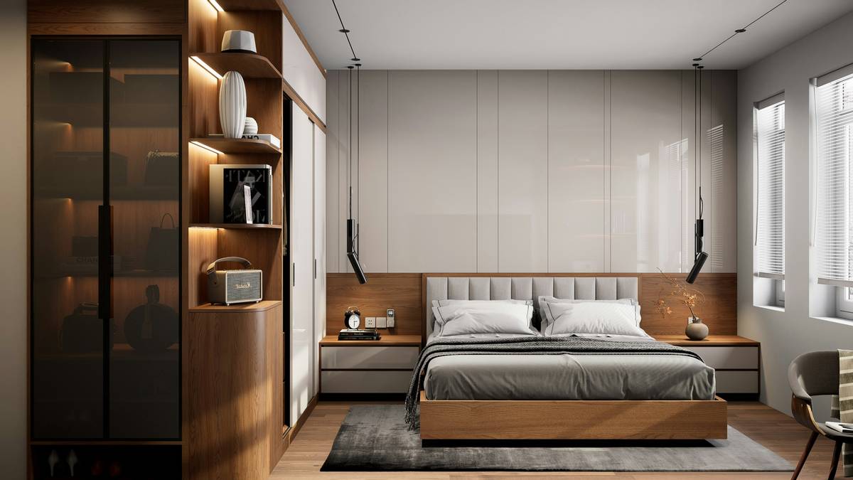 Smart mirror for bedroom showing time, weather, and calendar events on a sleek wall-mounted display